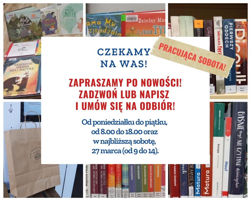 Czekamy na was! Zapraszamy po nowości! zadzwoń lub napisz i umów się na odbiór! Od poniedziałku do piątku, od 8.00 do 18.00 oraz w najbliższą sobotę, 27 marca (od 9 do 14).