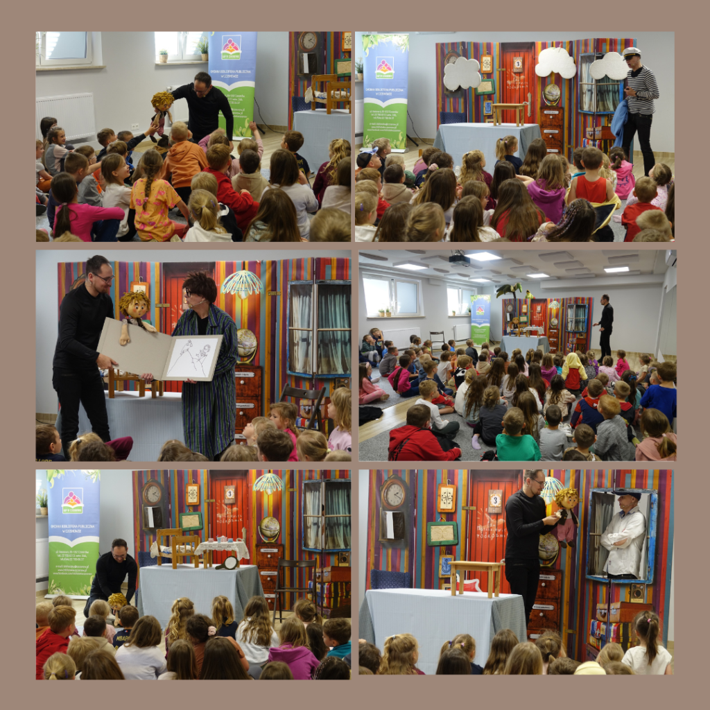 Wczoraj, 08.05.2024 r. z okazji Tygodnia Bibliotek oraz Dnia Bibliotekarza odbył się dla dzieci spektakl zatytułowany "Wielka wyprawa Pana Maluśkiewicza" w wykonaniu O! TEATR  Dzieci z wielkim zainteresowaniem i uśmiechem oglądały przygotowaną dla nich sztukę  Dziękujemy za tak liczne przybycie i mamy nadzieję, że spotkamy się niebawem na kolejnym wydarzeniu 