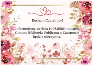 14.08.2026r. Biblioteka będzie nieczynna